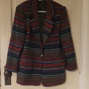 Vintage Made in the USA Womens Aztec Design Jacket Blazer
